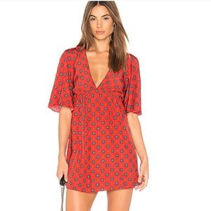 Stone Cold Fox Warren V-Neck Silk Mini Dress
